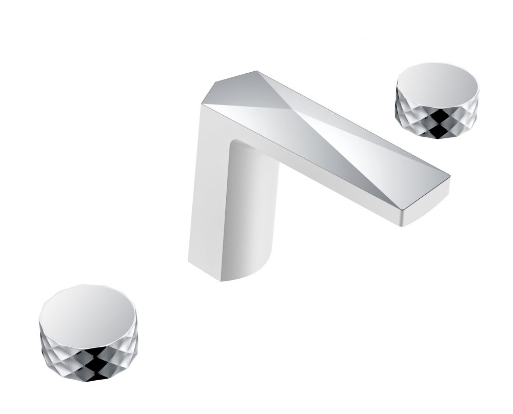 Смеситель на 3 отверстия Boheme Venturo 150-WCR-DIAMOND белый-хром, ручка DIAMOND
