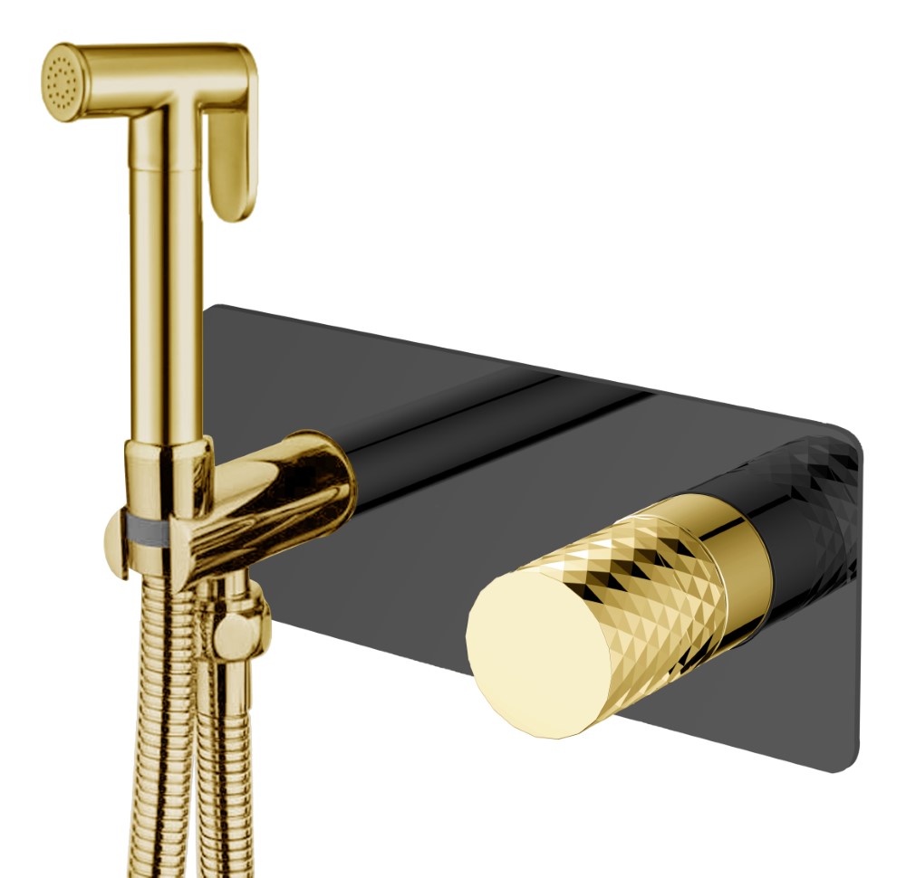 Гигиенический душ со смесителем Boheme Stick 127-BG BLACK DIAMOND GOLD