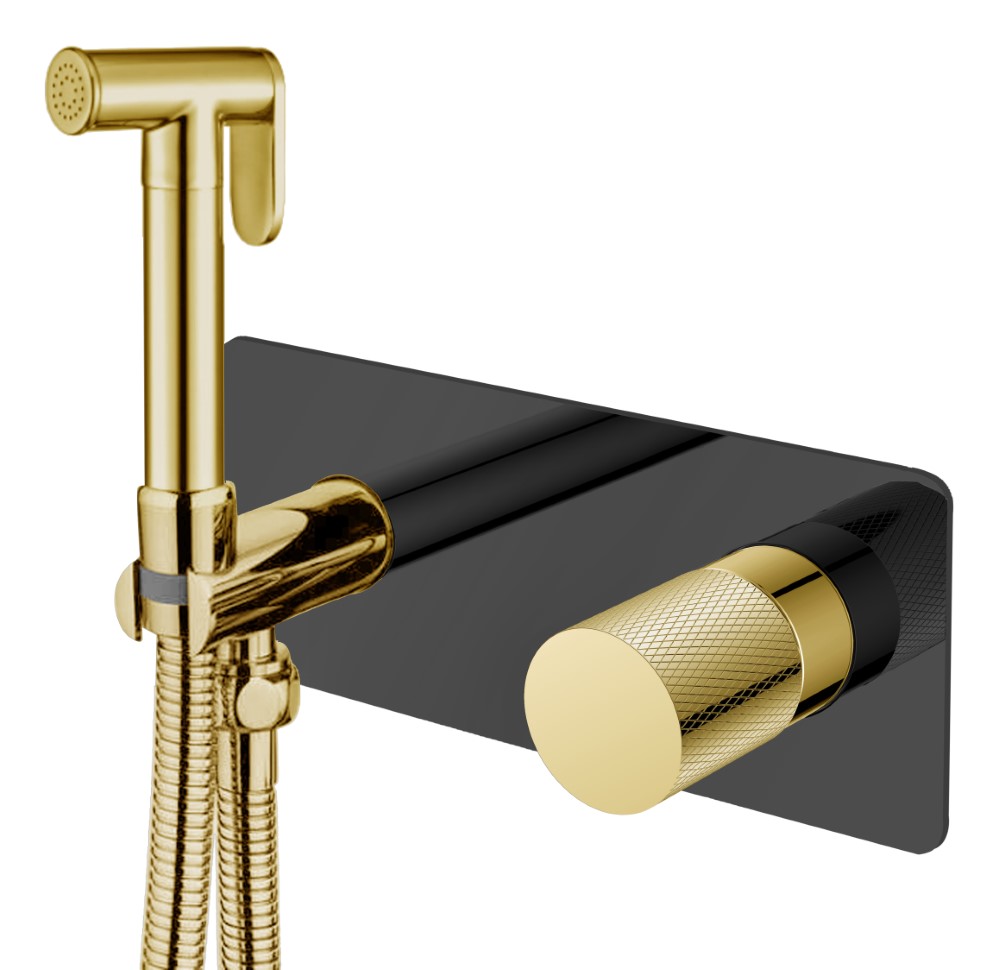Гигиенический душ со смесителем Boheme Stick 127-BG.2 BLACK TOUCH GOLD