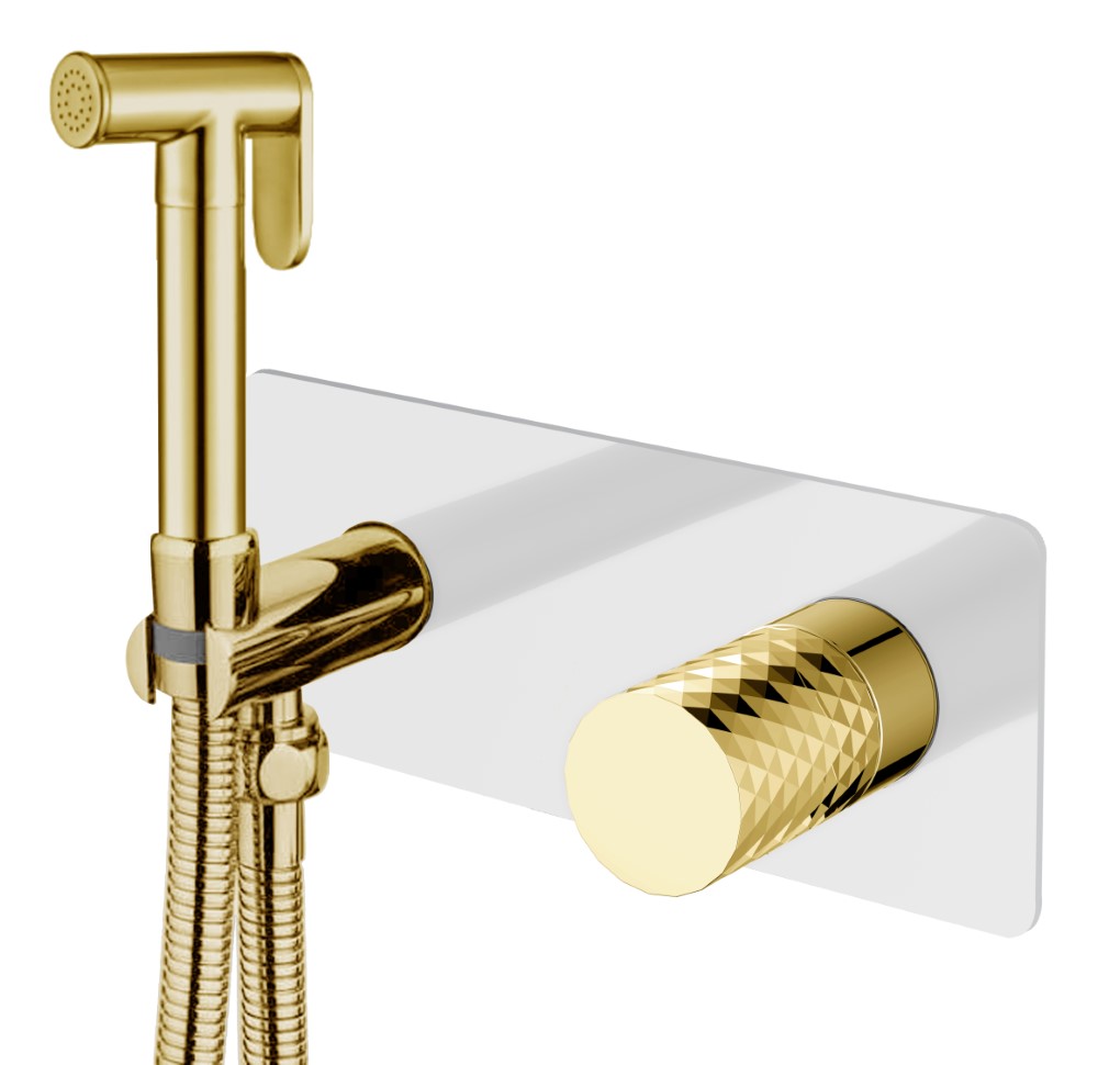 Гигиенический душ со смесителем Boheme Stick 127-WG WHITE DIAMOND GOLD