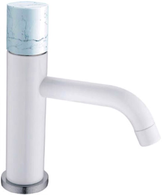 Смеситель для раковины Boheme  Stick 121-W-MR-W WHITE ручка мрамор белая