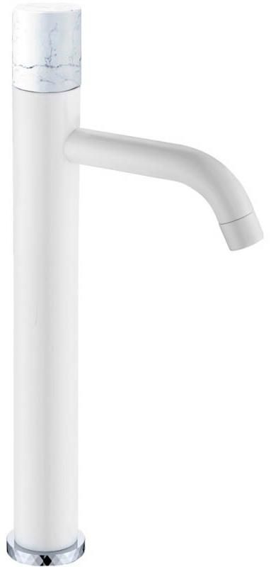 Смеситель для раковины Boheme  Stick 122-W-MR-W WHITE ручка мрамор белая