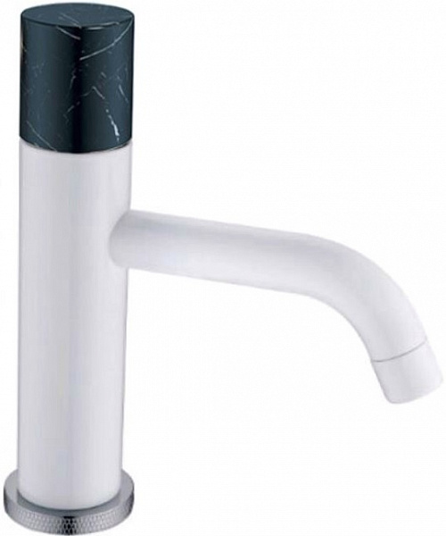 Смеситель для раковины Boheme  Stick 121-W-MR-B WHITE ручка мрамор черная
