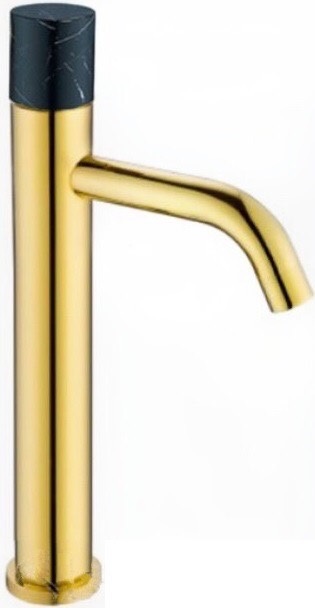 Смеситель для раковины Boheme  Stick 122-G-MR-B GOLD ручка мрамор черная