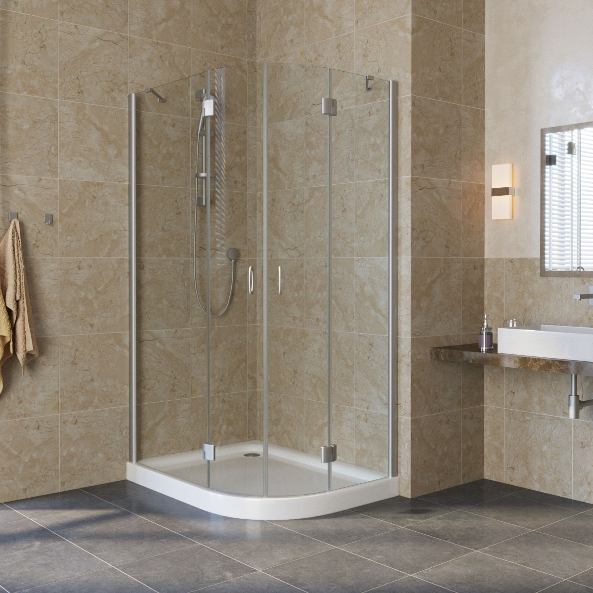 Душевой уголок Vegas Glass AFS-F LUX L 110х100х190 хром матовый/стекло прозрачное