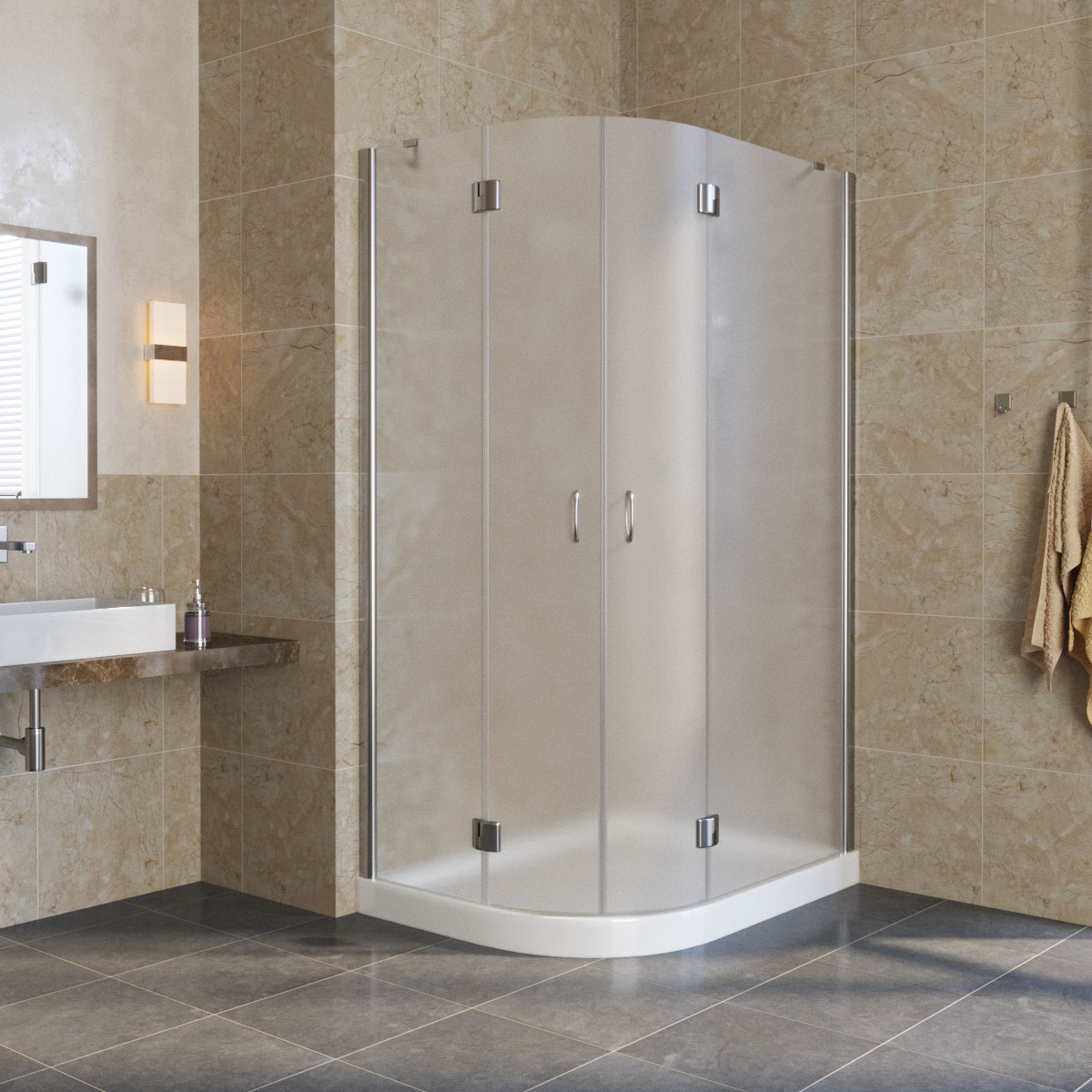 Душевой уголок Vegas Glass AFS-F LUX R 120х90х190 хром/стекло сатин
