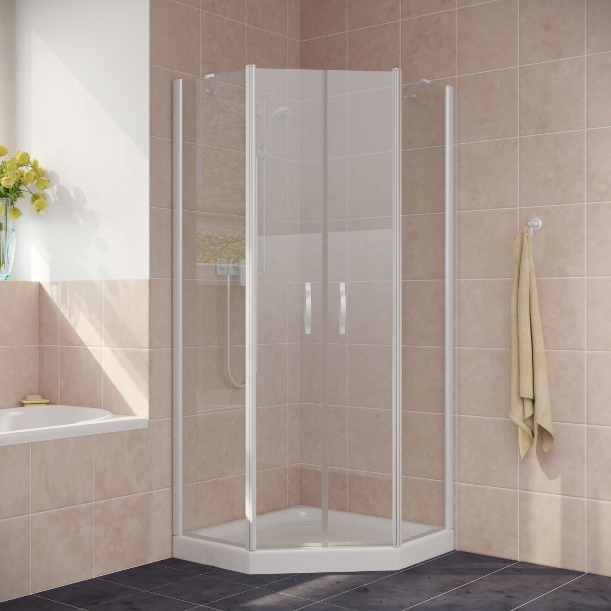 Душевой уголок Vegas Glass EFA-Pen LUX 90х90х200 белый/стекло прозрачное