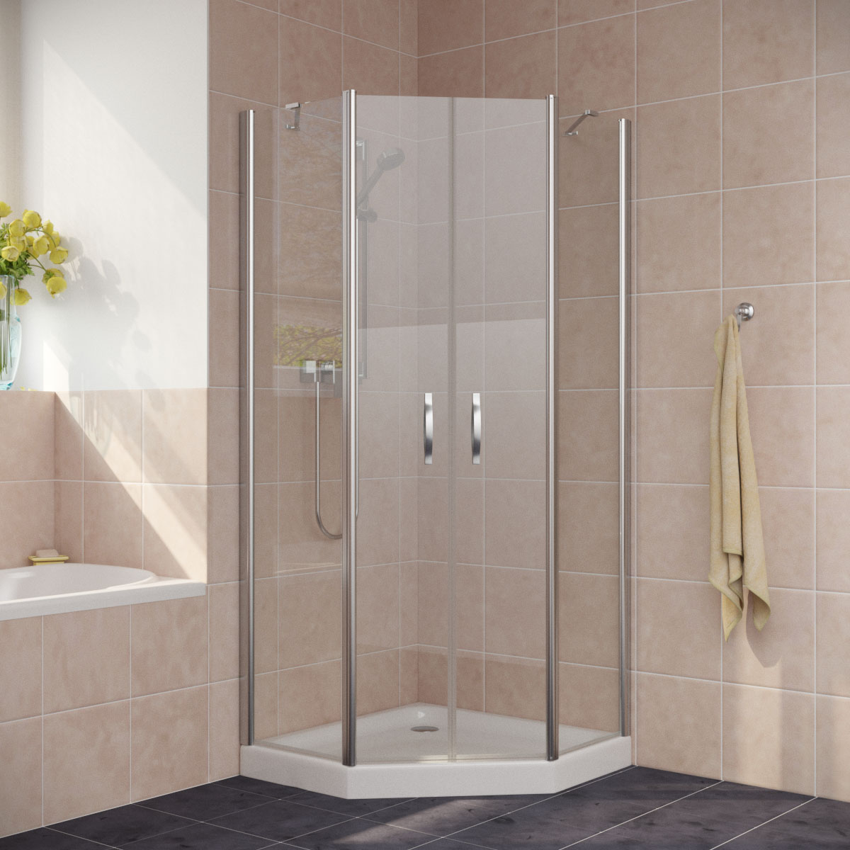 Душевой уголок Vegas Glass EFA-Pen LUX 90х90х200 хром/стекло прозрачное