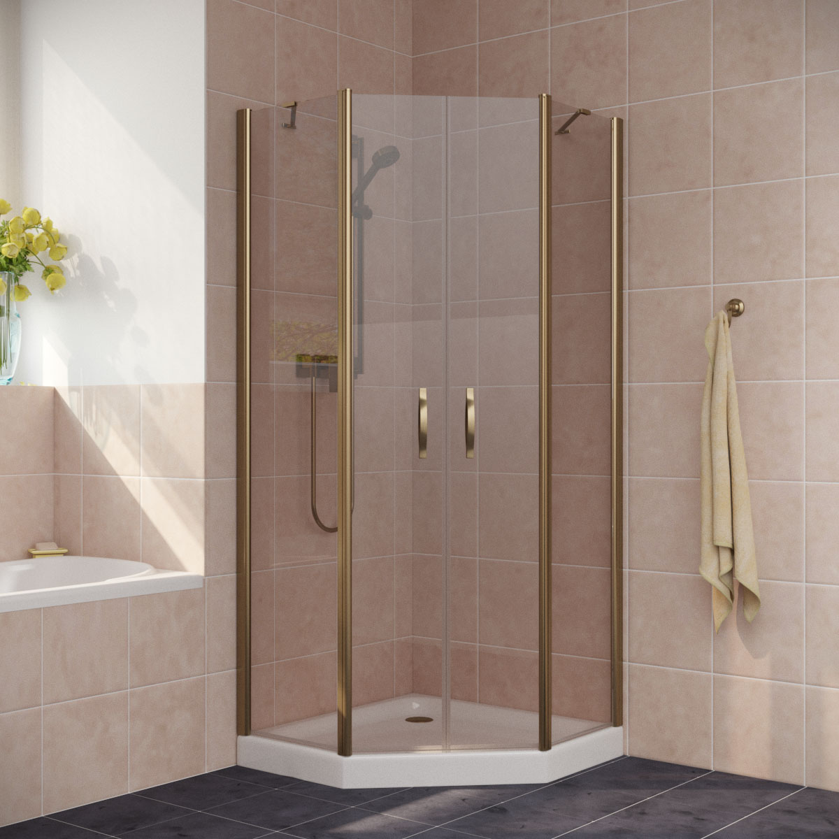 Душевой уголок Vegas Glass EFA-Pen LUX 100х100х200 бронза/стекло бронза