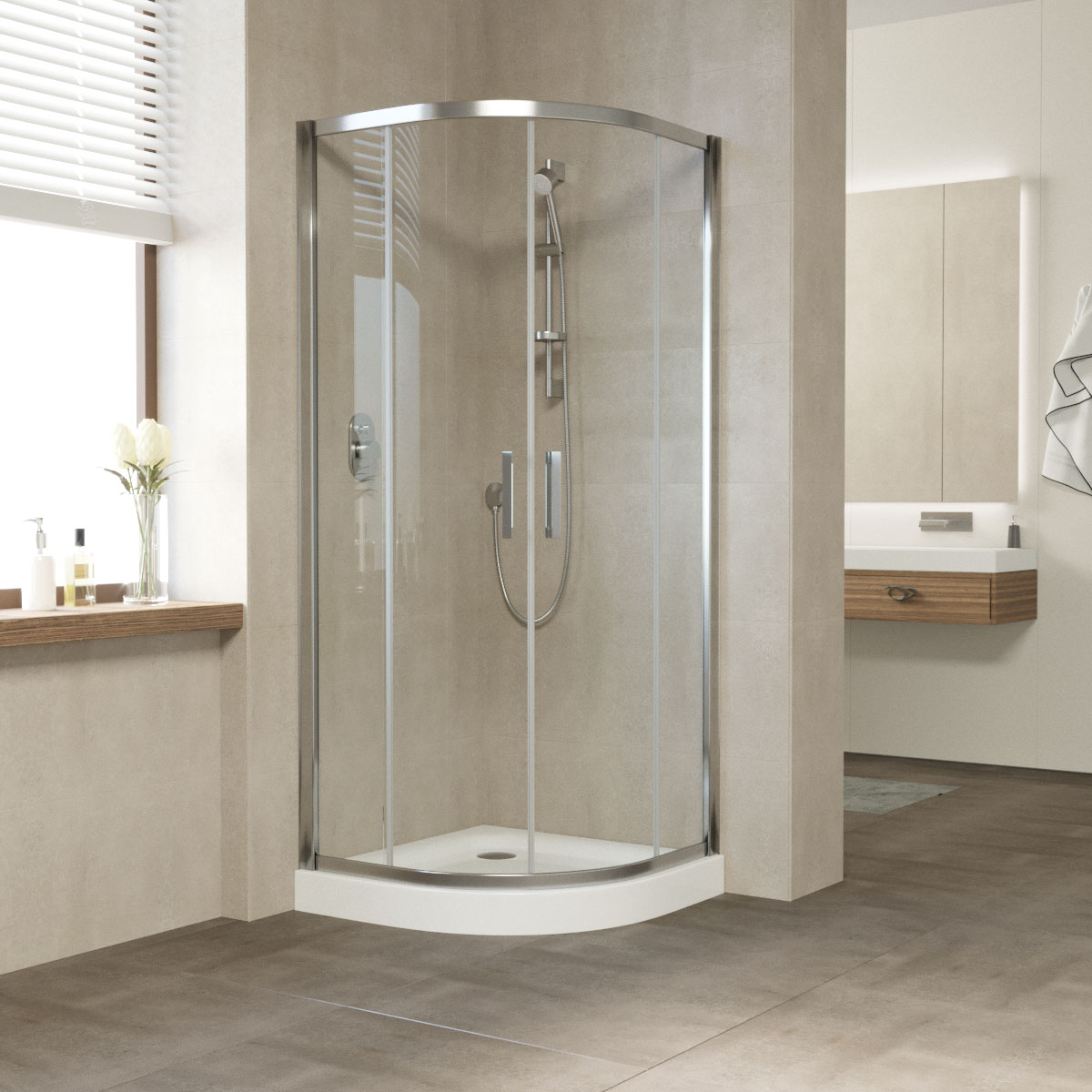 Душевой уголок Vegas Glass ZS NOVO 80х80х200 хром/стекло прозрачное