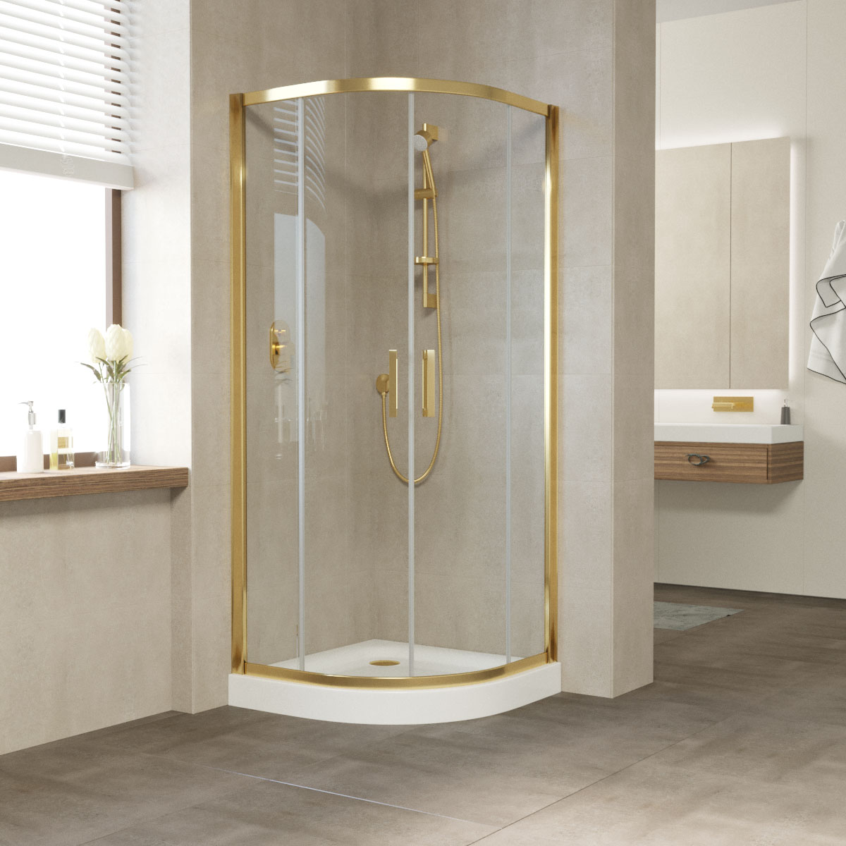 Душевой уголок Vegas Glass ZS NOVO 80х80х200 золото/стекло прозрачное