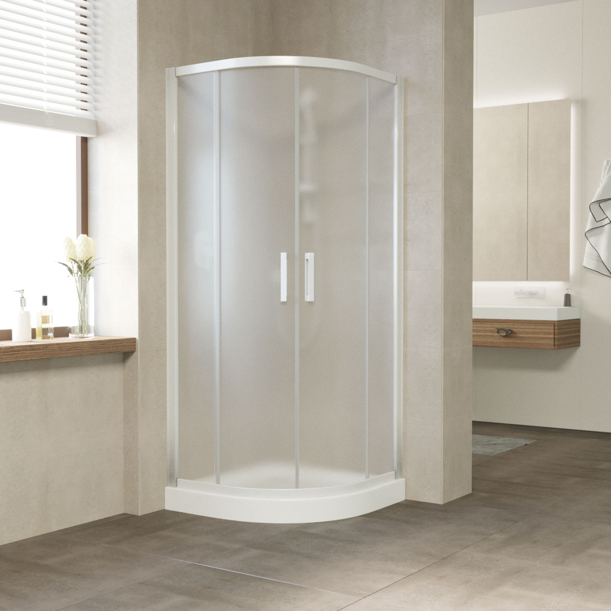 Душевой уголок Vegas Glass ZS NOVO 90х90х200 белый/стекло сатин