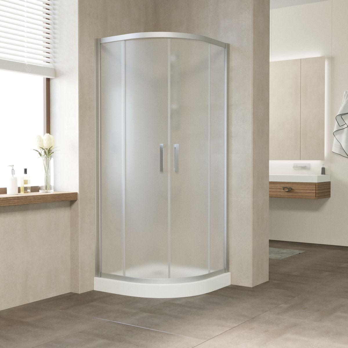 Душевой уголок Vegas Glass ZS NOVO 90х90х200 хром матовый/стекло сатин