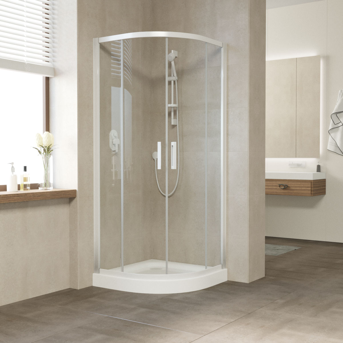 Душевой уголок Vegas Glass ZS NOVO 100х100х200 белый/стекло прозрачное