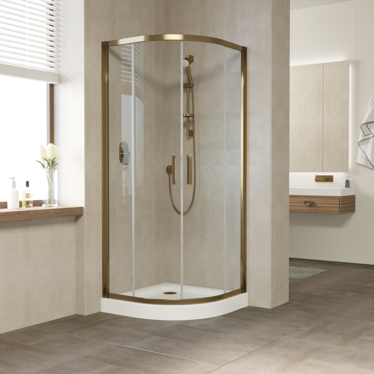 Душевой уголок Vegas Glass ZS NOVO 100х100х200 бронза/стекло прозрачное