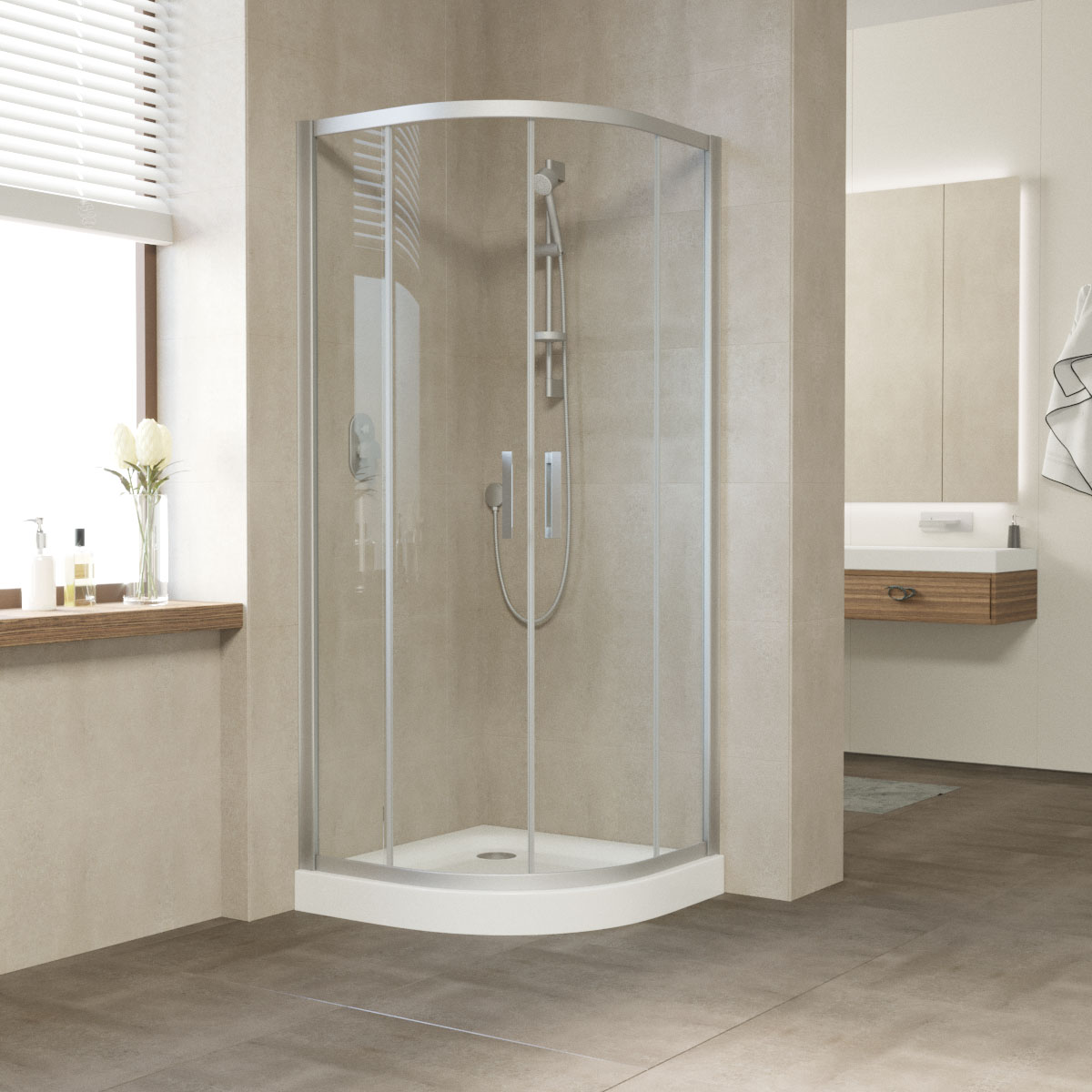 Душевой уголок Vegas Glass ZS NOVO 100х100х200 хром матовый/стекло прозрачное