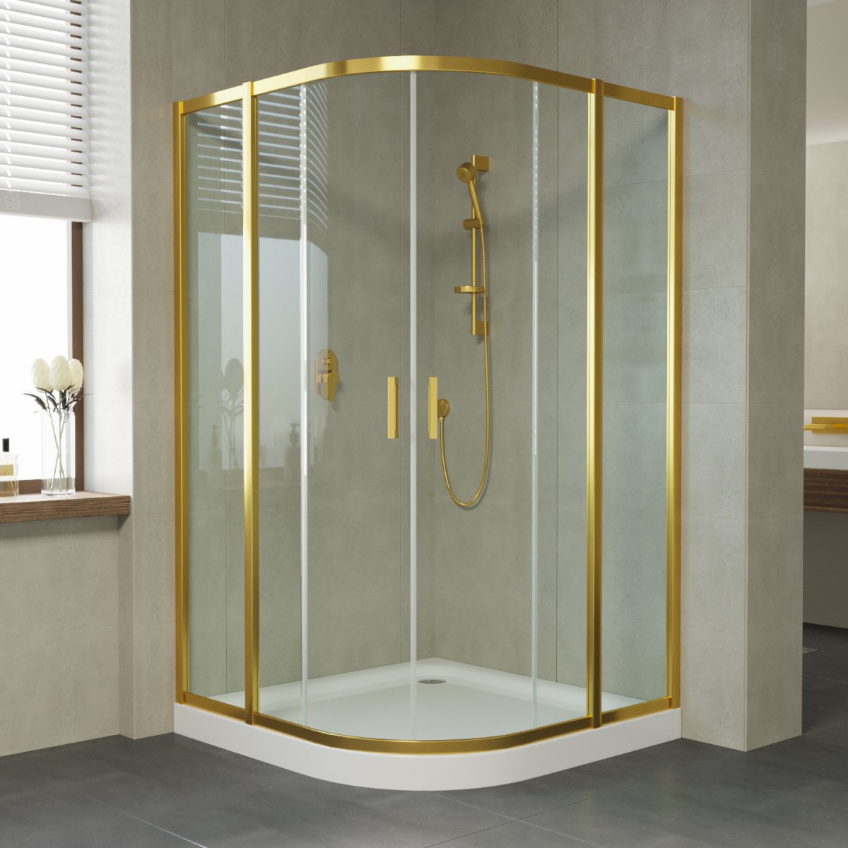 Душевой уголок Vegas Glass ZS NOVO 120х120х200 золото/стекло прозрачное