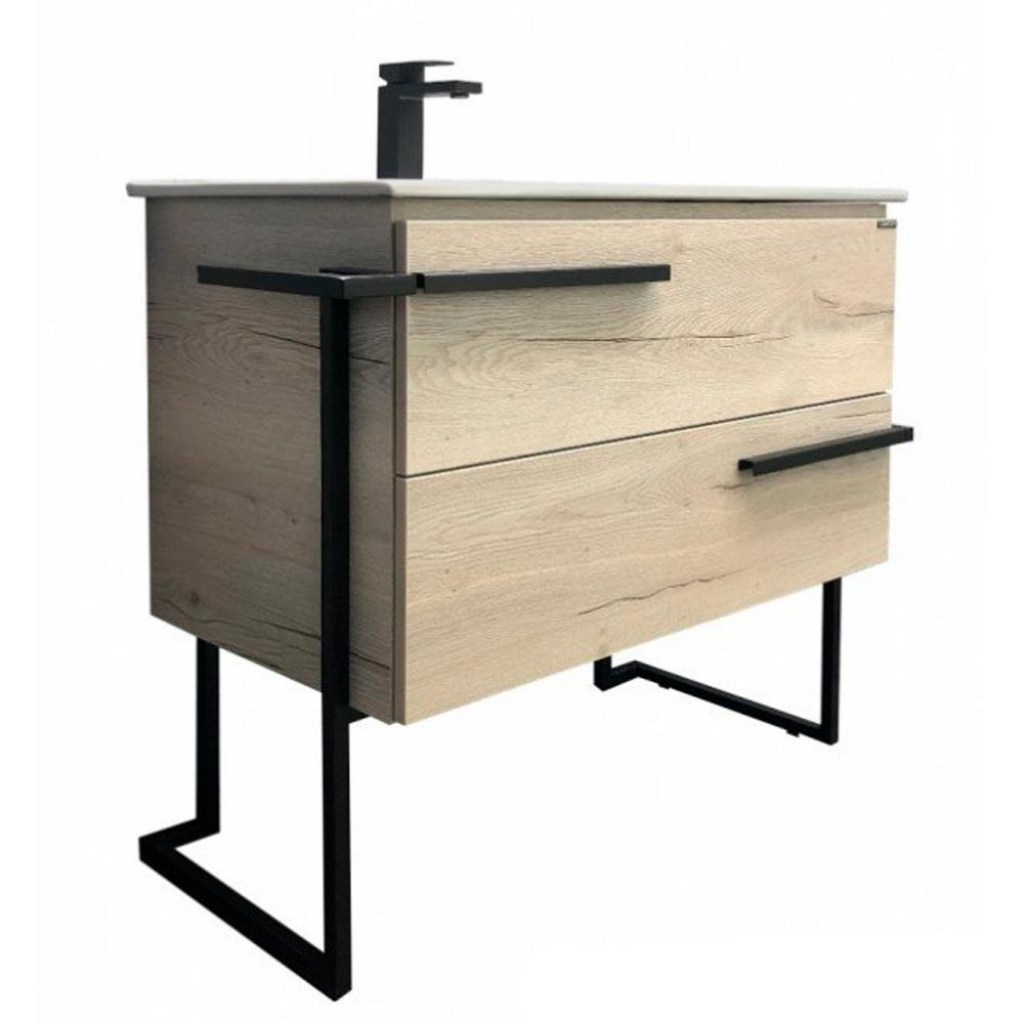 Тумба с раковиной Comforty Дюссельдорф 90 дуб дымчатый