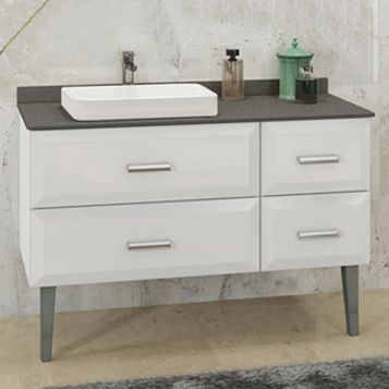 Тумба с раковиной Comforty Империя-120 белая с серой столешницей
