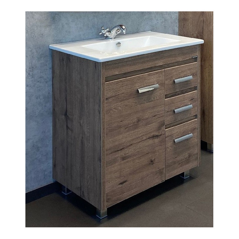 Тумба с раковиной Comforty Марио-75 дуб темный