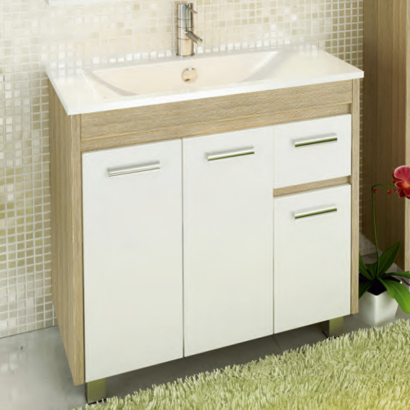 Тумба с раковиной Comforty Тулуза-90 сосна лоредо