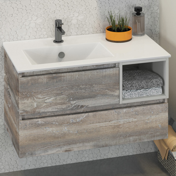 Тумба с раковиной Comforty Турин-90L дуб бежевый