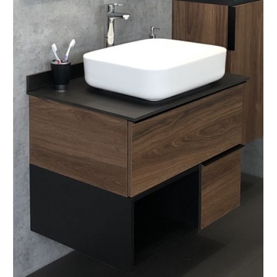 Тумба Comforty Штутгарт 75 дуб тёмно-коричневый с раковиной T-Y9378