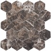 Мозаика, нат. мрамор Hex Hexagon Dark Emperador Tumbled 63х71